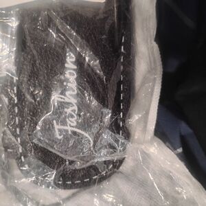 Black Slippers with White Stitching Women's